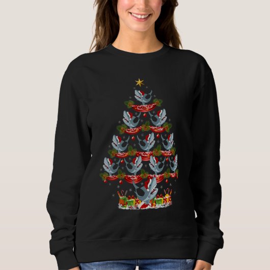 Sweatshirt Xmas Holiday Santa Great White Shark Christmas Tre (Devant)