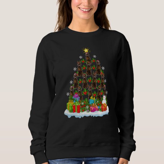 Sweatshirt Xmas Holiday  Santa Irish Setter Dog Christmas Tre (Devant)