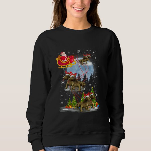 Sweatshirt Xmas Lighting Tree Santa Riding Komodo Dragon Chri (Devant)