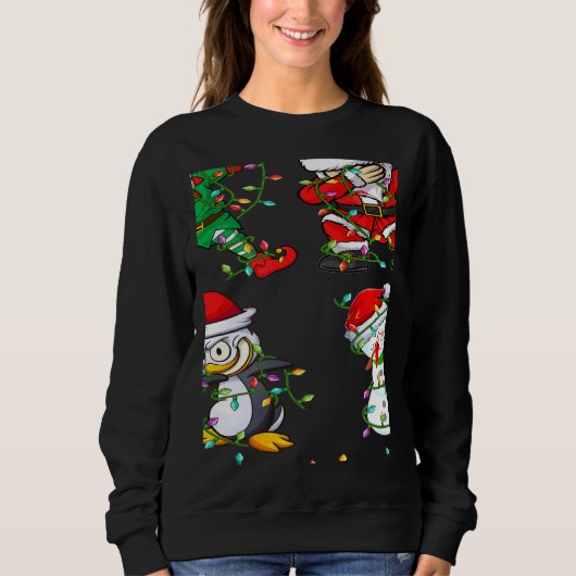 Sweatshirt Xmas Lights Dabbing Santa Elf Friends Christmas Da (Devant)