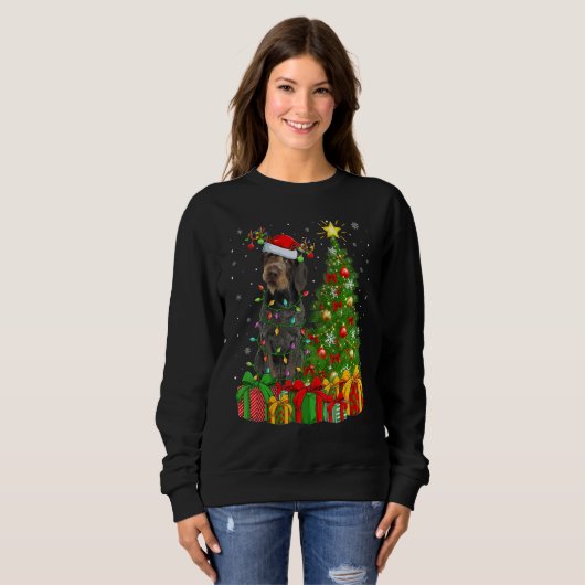 Sweatshirt Xmas Lights German Wirehaired Pointer Dog Christma (Devant entier)
