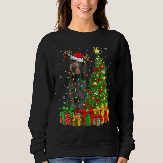 Sweatshirt Xmas Lights German Wirehaired Pointer Dog Christma (Devant)