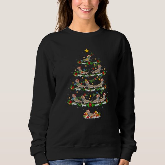 Sweatshirt Xmas Lights Santa Bearded Dragon Christmas Tree (Devant)