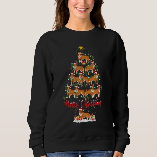 Sweatshirt Xmas Lights Santa Rough Collie Dog Christmas Tree  (Devant)