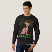 Sweatshirt Xmas Lights style sucré moche Père Noël Sphynx Cat (Devant entier)