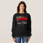 Sweatshirt Xmas Lights Tree Santa Ride Flamingo Red Truck Chr (Devant entier)
