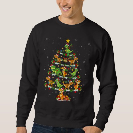 Sweatshirt Xmas Lights Trex Dinosaur Christmas Tree (Devant)