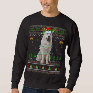 Sweatshirt Xmas Reindeer Santa Hat Great Pyrenees Chien Ugly