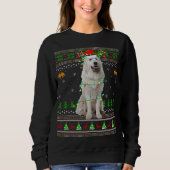 Sweatshirt Xmas Reindeer Santa Hat Great Pyrenees Chien Ugly  (Devant)