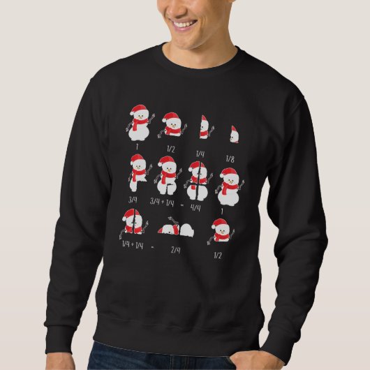 Sweatshirt Xmas Snowman Santa Chapeau Fractions Math Enseigna (Devant)