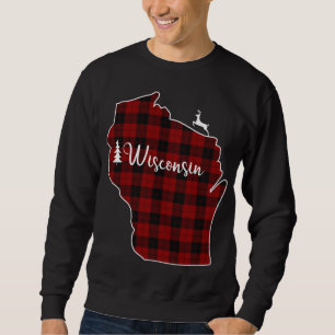 Sweatshirt Xmas Stocker pour maman Red Plaid Deer Tree Wiscon