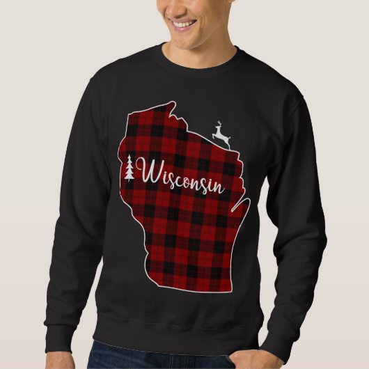Sweatshirt Xmas Stocker pour maman Red Plaid Deer Tree Wiscon (Devant)