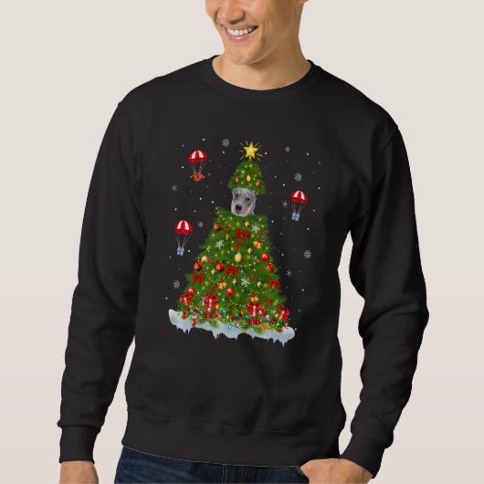 Sweatshirt Xmas Tree Decorations Lights Santa Blue Heeler Dog (Devant)