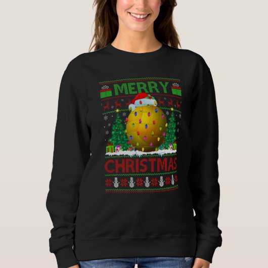 Sweatshirt Xmas Tree Lights Ugly Santa Beach Volleyball Chris (Devant)
