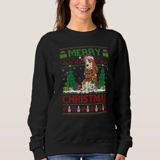 Sweatshirt Xmas Tree Lights Ugly Santa Cocker Spaniel Dog Chr (Devant)