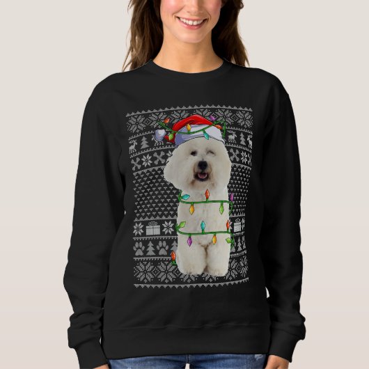 Sweatshirt Xmas Ugly Sweater Style Santa Bichon Frise Dog Chr (Devant)