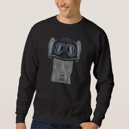Sweatshirt Xoloitzcuintli Wearing Vintage Motorcycle Helmet (Devant)