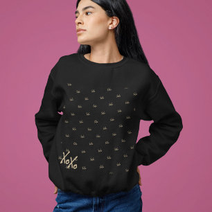 Sweatshirt XOXO Black Hot Gold Typographie mignonne