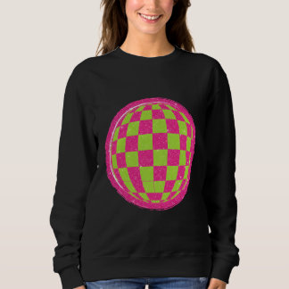 Sweatshirt Y2K Retro Sparkle Distressed Checker Globe