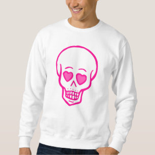 Sweatshirt yeux de coeur rose crâne valentines