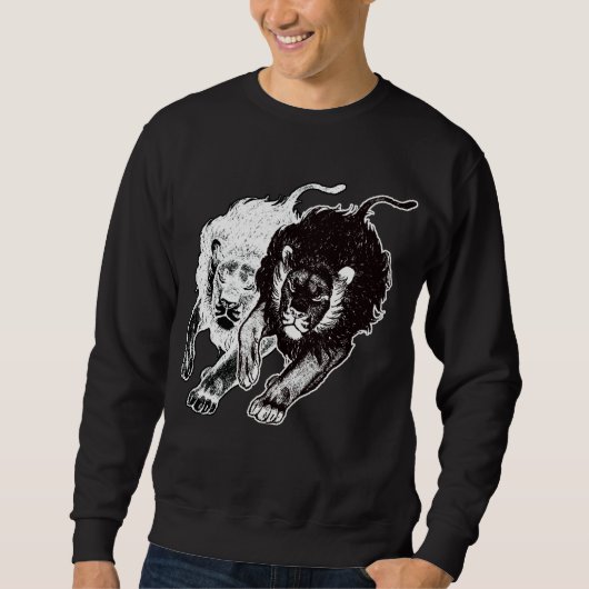 Sweatshirt Yin et T-shirt de lions de Yang (Devant)