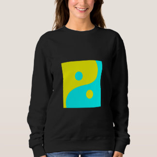 SWEATSHIRT YIN YANG AQUA ABSTRAIT ET SYMBOLE DE PAIX JAUNE