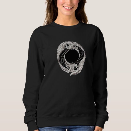 Sweatshirt Yin Yang Dragon Japanese Dragons Asian Style Ying  (Devant)