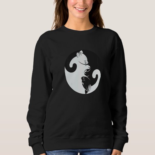 Sweatshirt Yin Yang Peace Zen Chat Kitten Lover Interconnecté (Devant)