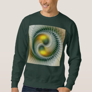 Sweatshirt Yin Yang Vert Jaune Abstrait coloré Fractal