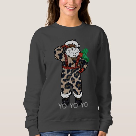 Sweatshirt yo black père Noël (Devant)