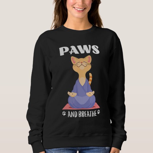 Sweatshirt Yoga Cat Cute Paws And Breathe (Devant)