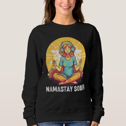 Sweatshirt Yoga Meditate Exhale Inhale Tipsy Drinking Namasta (Devant)