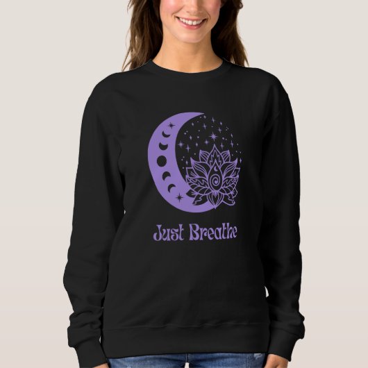 Sweatshirt Yoga Moon Phase Lotus Flower Reiki Meditation Just (Devant)