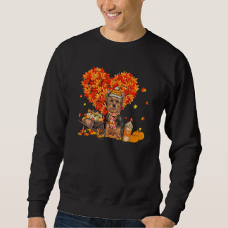 Sweatshirt Yorkie Autumn Tree Fall Leaves Pumpkin Dog
