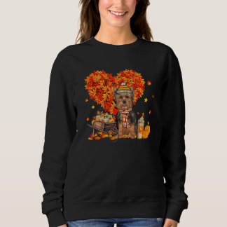 Sweatshirt Yorkie Autumn Tree Fall Leaves Pumpkin Dog