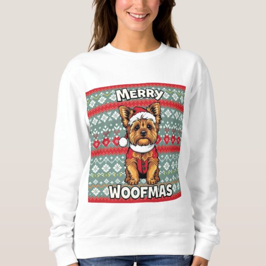 Sweatshirt Yorkie Joyeux Woofmas (Devant)