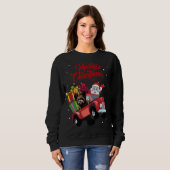 Sweatshirt Yorkshire Terrier Avec Père Noël En Camion Rouge D (Devant entier)