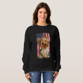 Sweatshirt Yorkshire Terrier Dog American Flag Vintage (Devant entier)