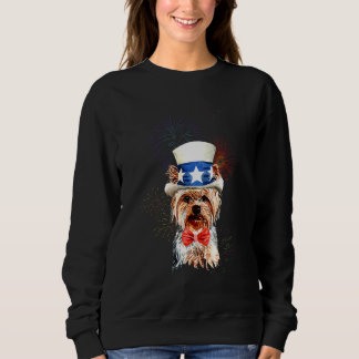 Sweatshirt Yorkshire Terrier Drapeau États-Unis Chapeau Feu D