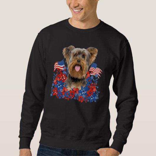 Sweatshirt Yorkshire Terrier Independent Flowers Dog American (Devant)
