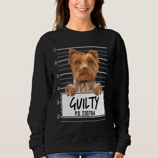 Sweatshirt Yorkshire Terrier Mugshot Chien coupable (Devant)