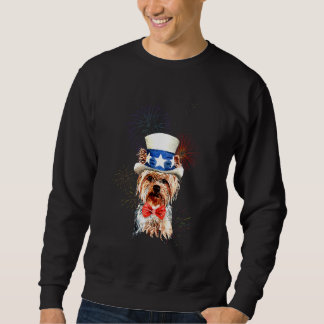 Sweatshirt Yorkshire Terrier Us Flag Hat Firework July 4th Do