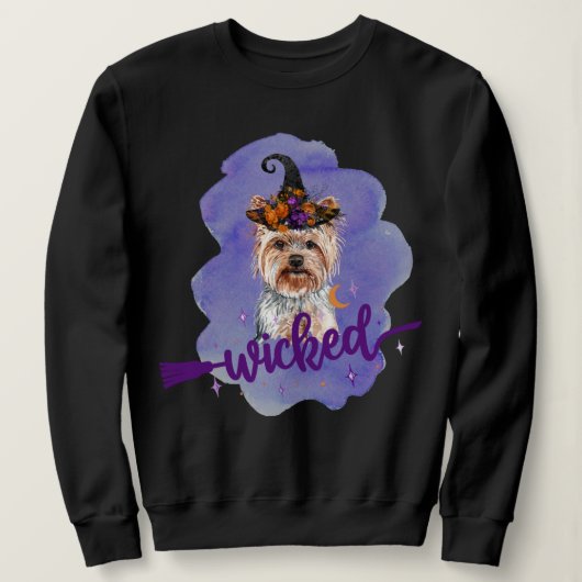 Sweatshirt Yorkshire Terrier Wicked Witple Purple (Design devant)