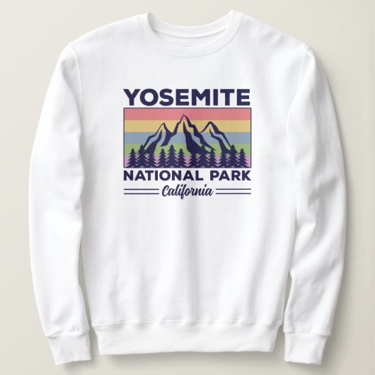 Sweatshirt Yosemite National Park California Retro Randonnée (Design devant)