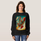 Sweatshirt Young Boy Pilot Riding Rocket Race Space Old Imagi (Devant entier)