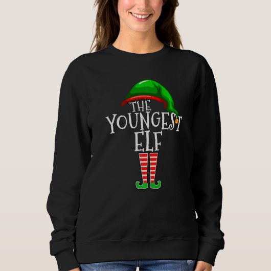 Sweatshirt Youngest Elf Family Matching Group Christmas (Devant)