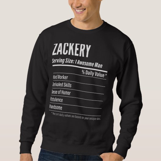 Sweatshirt Zackery Taille du service Nutrition Étiquette Calo (Devant)