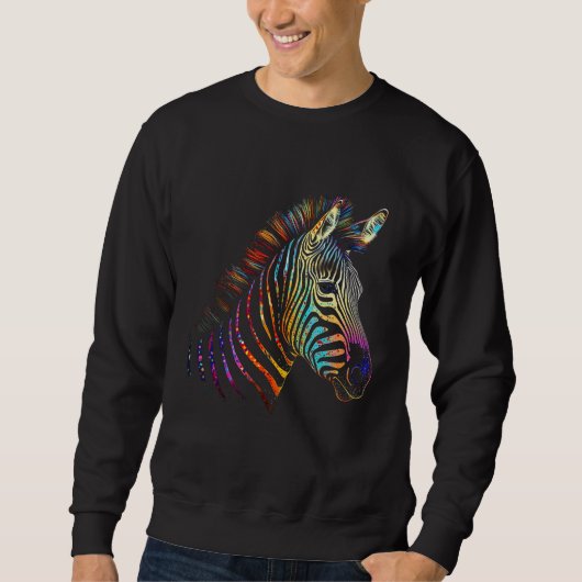 Sweatshirt Zebra Colourful Animal Zoo Animal (Devant)