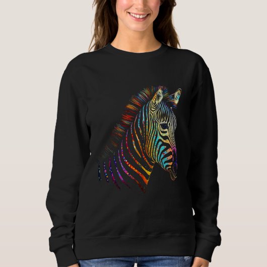 Sweatshirt Zebra Colourful  Animal Zoo Animal (Devant)