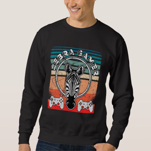 Sweatshirt Zebra Gamer Can't Hear You I'm Gaming Zebra Gamer  (Devant)